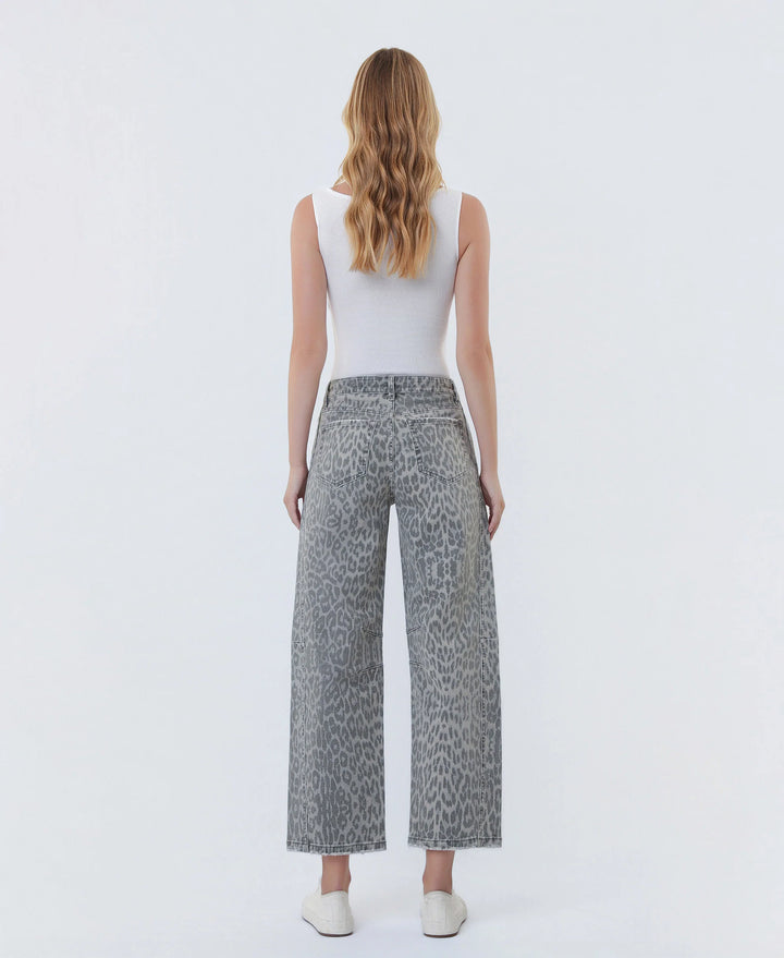 Larken leopard barrel jeans