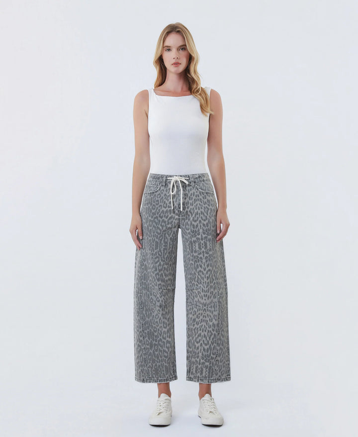 Larken leopard barrel jeans