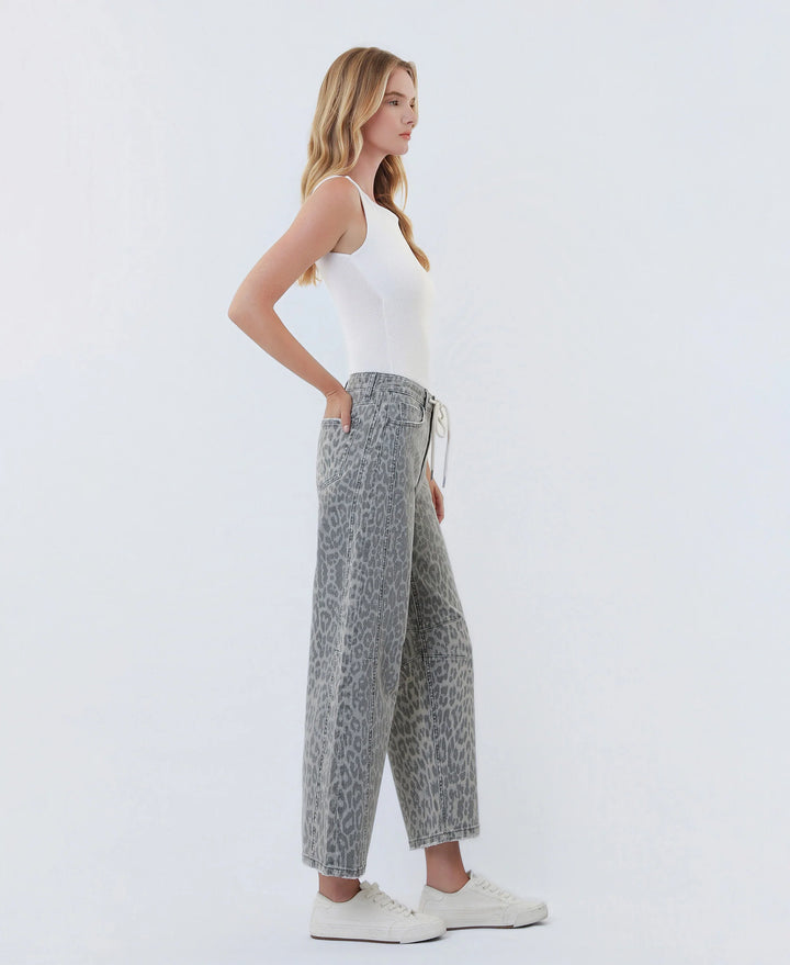 Larken leopard barrel jeans