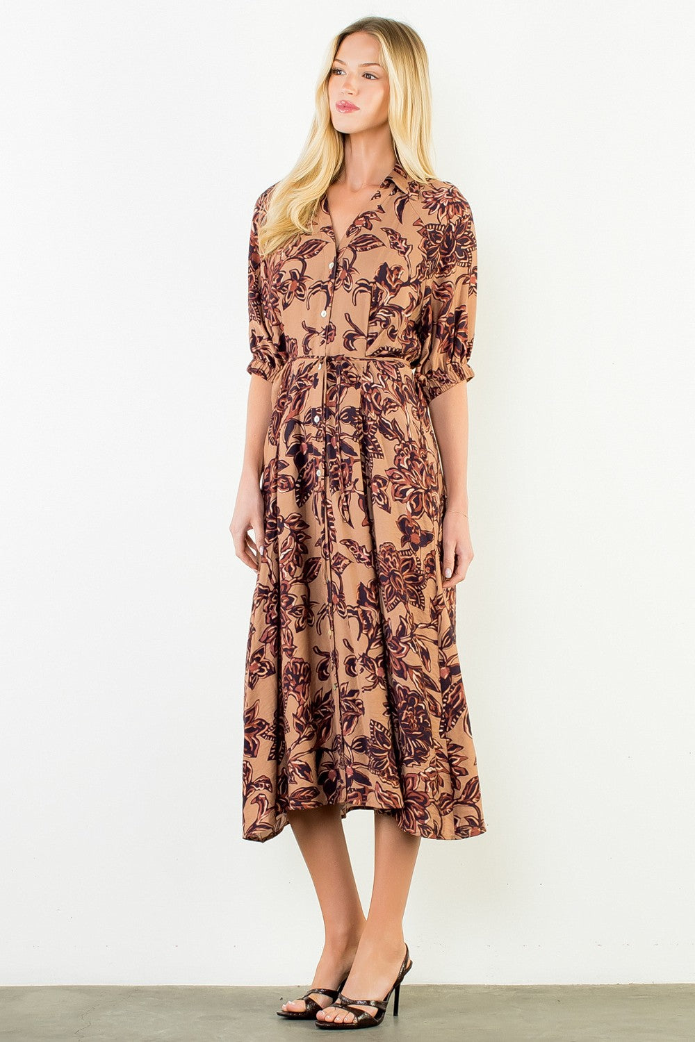 Lucy midi dress in brown