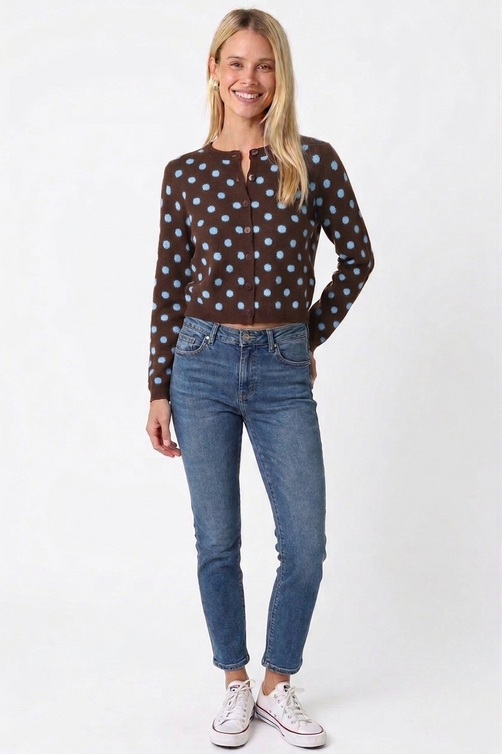Madison dot cardigan in brown