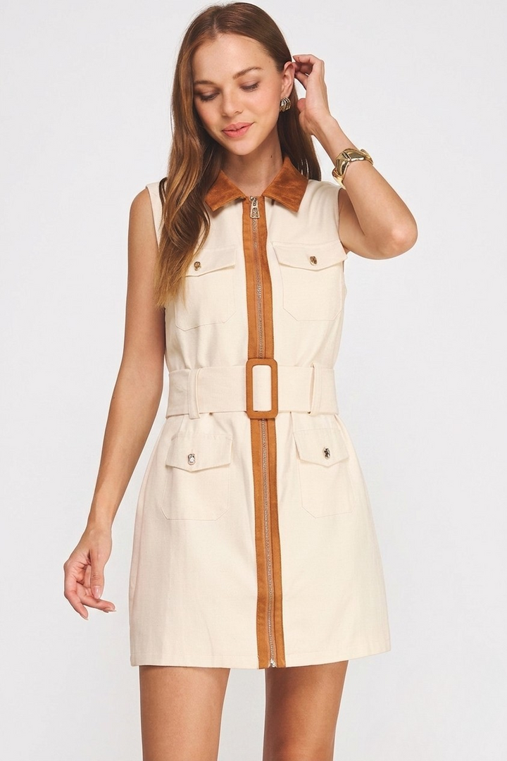 Zoey zip front mini dress