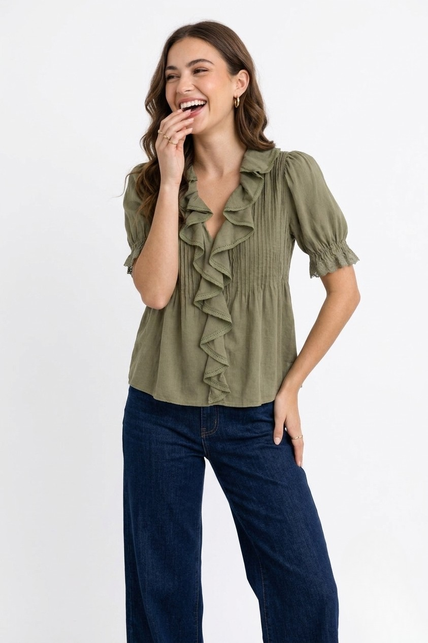 Darcie top in olive green