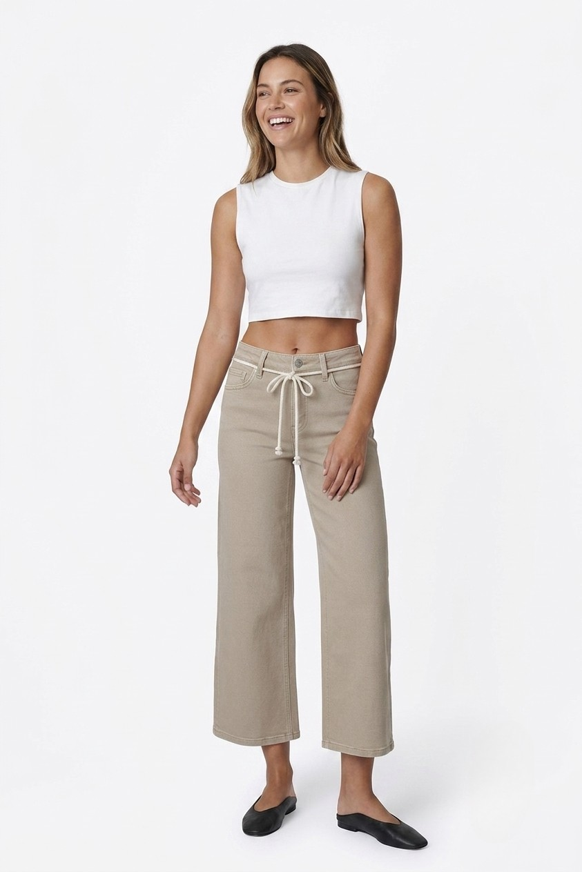 Ava crop denim in taupe