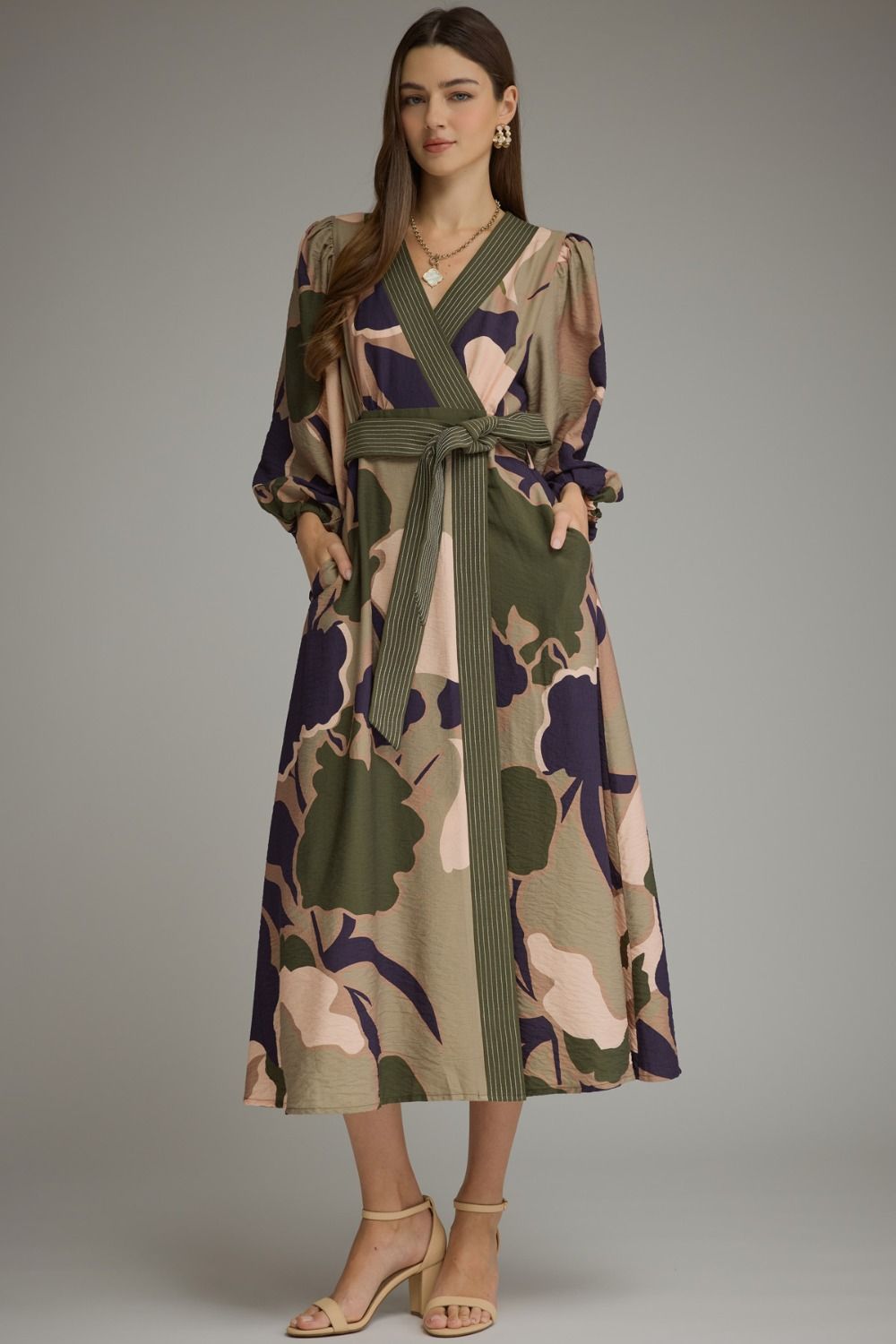 Celeste wrap midi dress