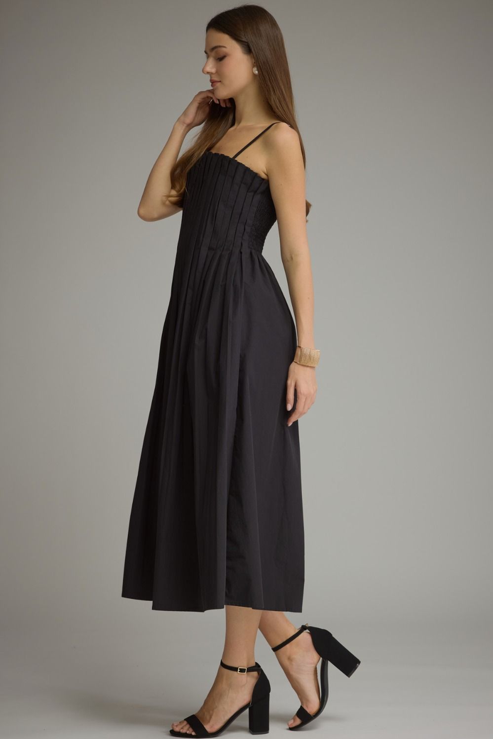 Stacy pleated midi dress