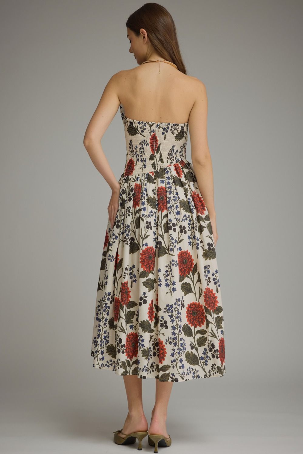 Marisole strapless midi dress in ecru