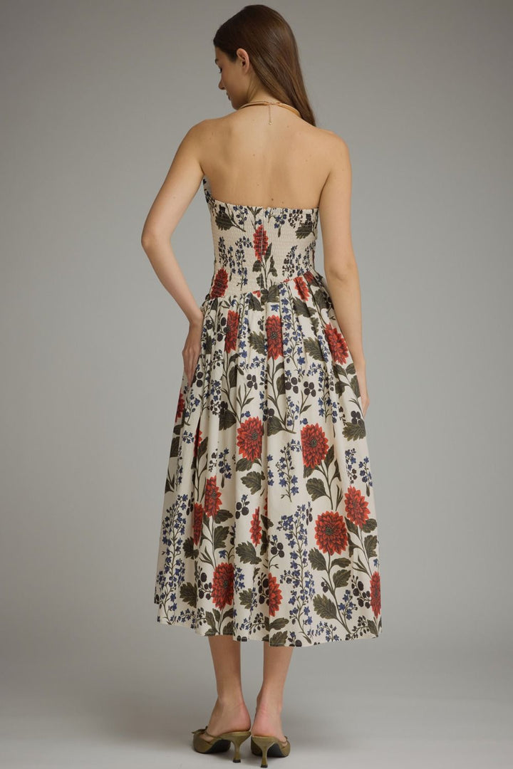 Marisole strapless midi dress in ecru