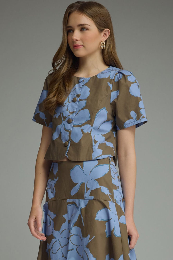 Birdie short sleeve top in blue