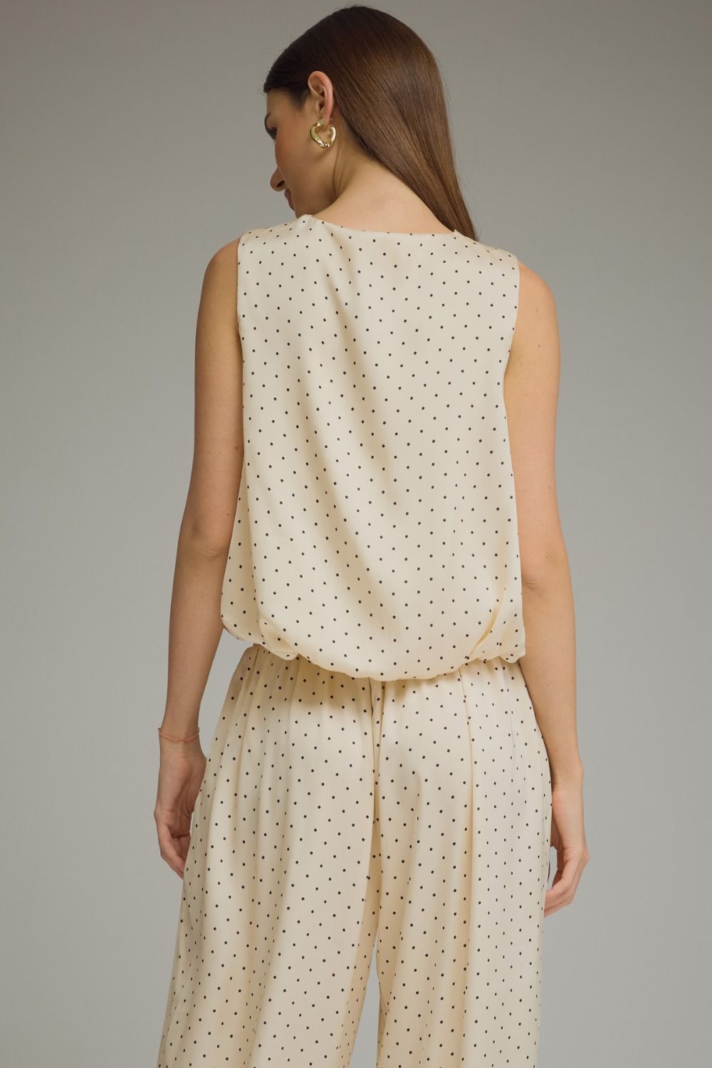 Eliza cowl neck polka dot top