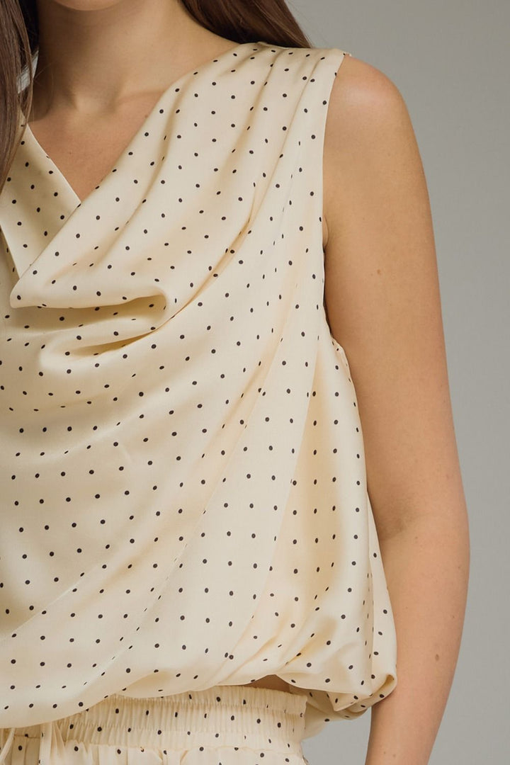 Eliza cowl neck polka dot top