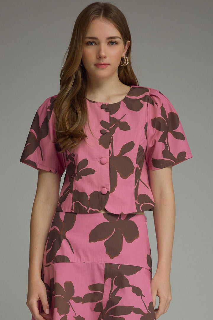 Birdie short sleeve top in pink
